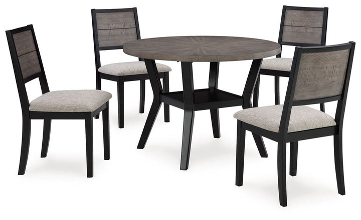 Corloda - Round Drm Table Set (Set of 5) - Black / Gray