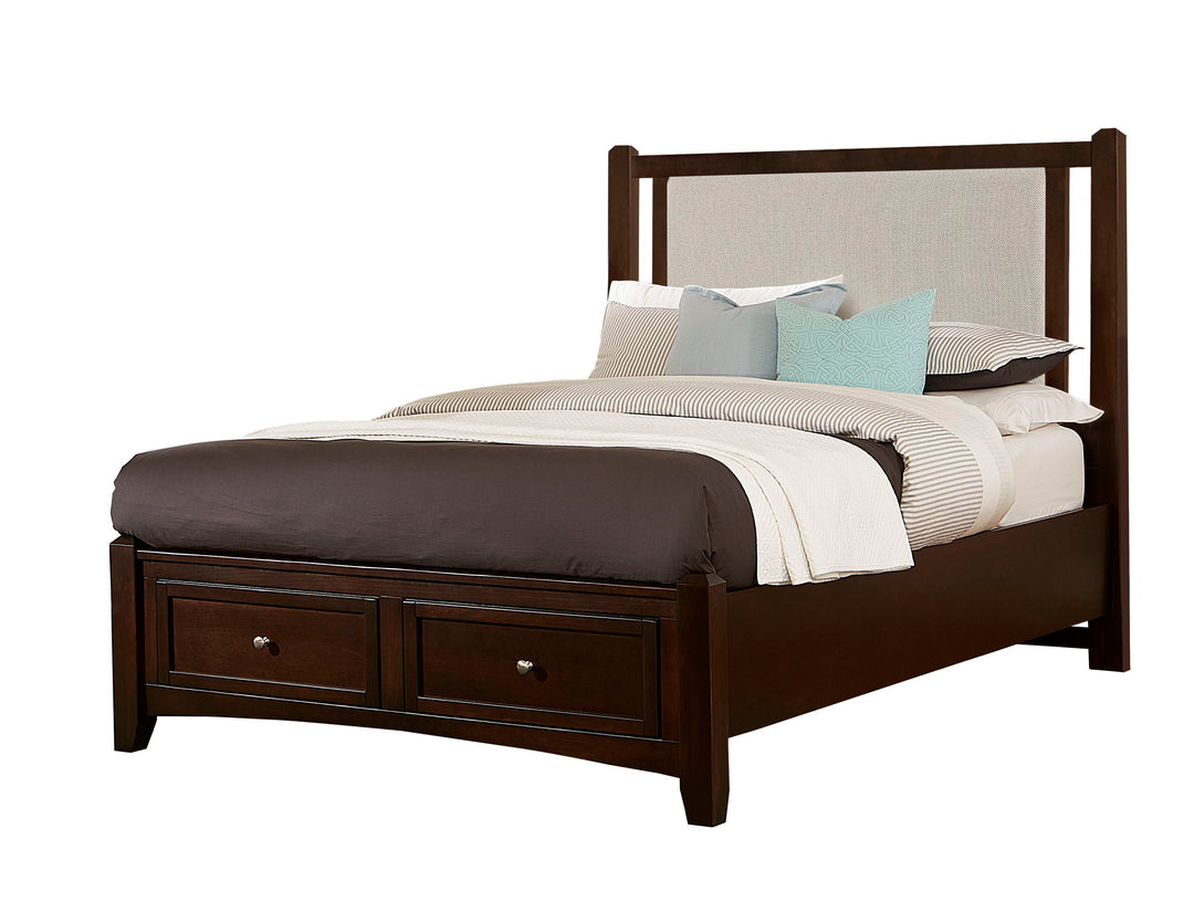 Bonanza - Pebble Gray Upholstered Bed With Storage Footboard - Roberts Furniture & Mattress (Yorktown, VA)