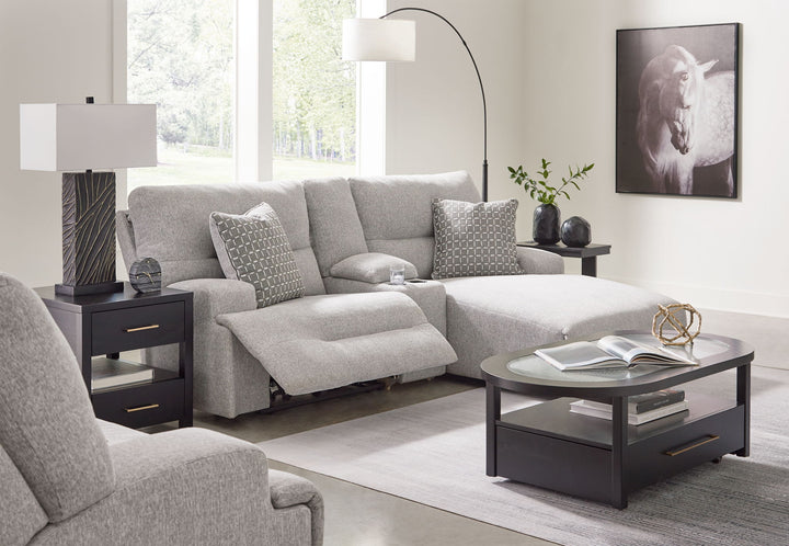 Acklen Place - 4 Pc. - 3-Piece Power Reclining Sectional Sofa With Raf Chaise, Wide Seat Power Recliner - Pewter - Roberts Furniture & Mattress (Yorktown, VA)