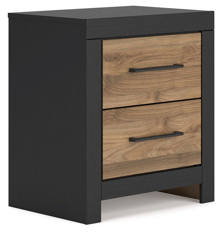 Vertani - Two Drawer Night Stand - Black / Honey Brown