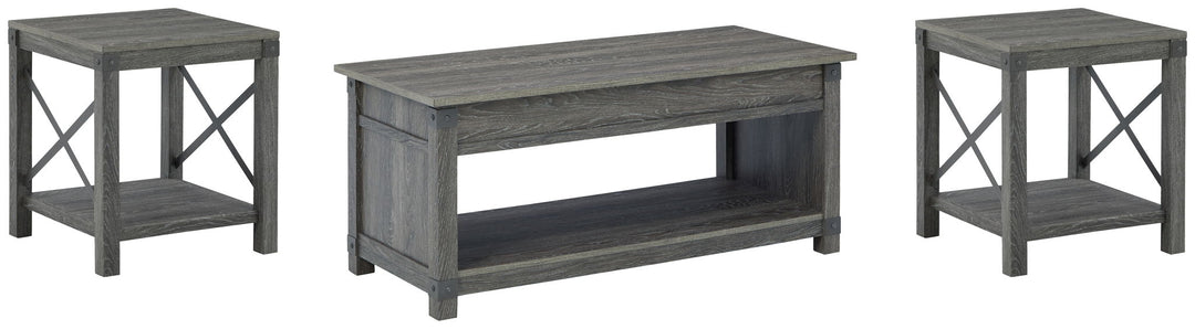 Freedan - 3 Pc. - Coffee Table, 2 End Tables - Grayish Brown - Roberts Furniture & Mattress (Yorktown, VA)