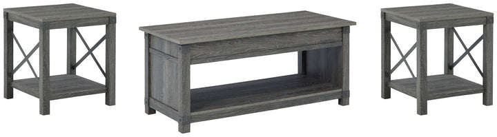 Freedan - 3 Pc. - Coffee Table, 2 End Tables - Grayish Brown - Roberts Furniture & Mattress (Yorktown, VA)