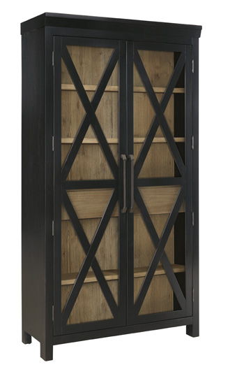 Ridgester - Display Cabinet - Light Brown / Black - Roberts Furniture & Mattress (Yorktown, VA)