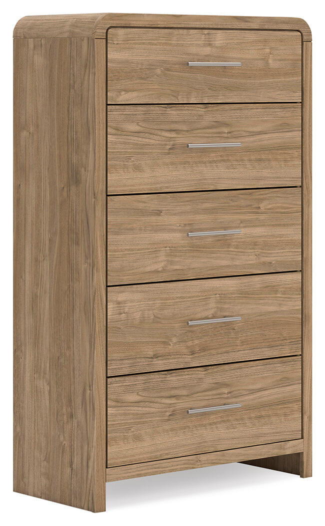 Gramburg - Five Drawer Chest - Warm Natural Brown - Roberts Furniture & Mattress (Yorktown, VA)