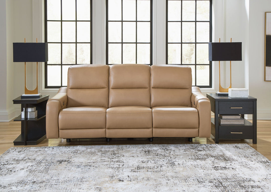 Mosswell - Power Reclining Sofa With Adj Headrest - Toffee - Roberts Furniture & Mattress (Yorktown, VA)