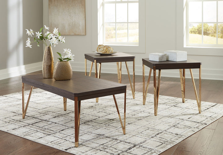 Bandyn - Occasional Table Set (Set of 3) - Brown / Champagne