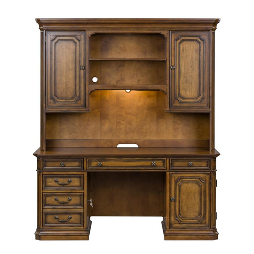 Liberty Amelia Jr Executive Credenza with Hutch in Antique Toffee image