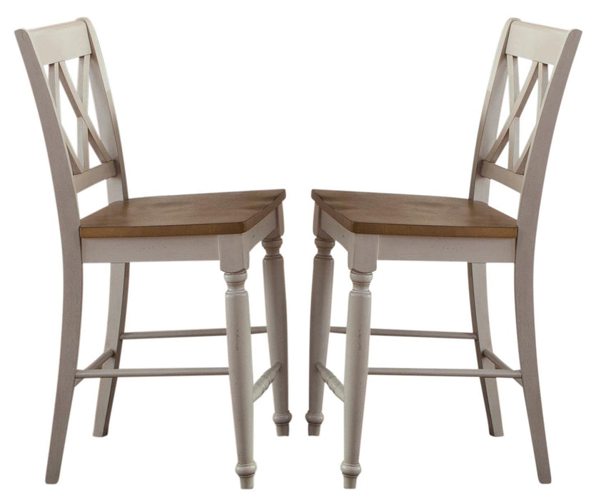 Liberty Furniture Al Fresco Double X Back Counter Chair (Set of 2) in Driftwood/Sand image