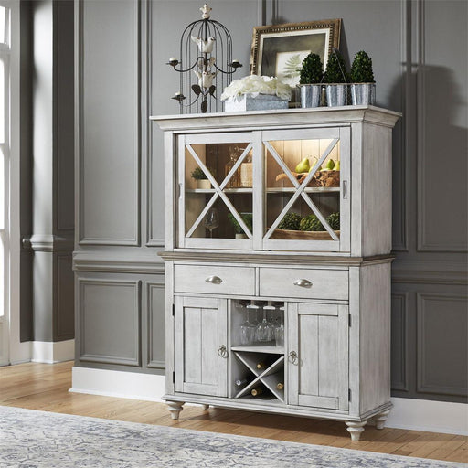 Liberty Furniture Ocean Isle Buffet with Hutch in Antique White with Weathered Pine image