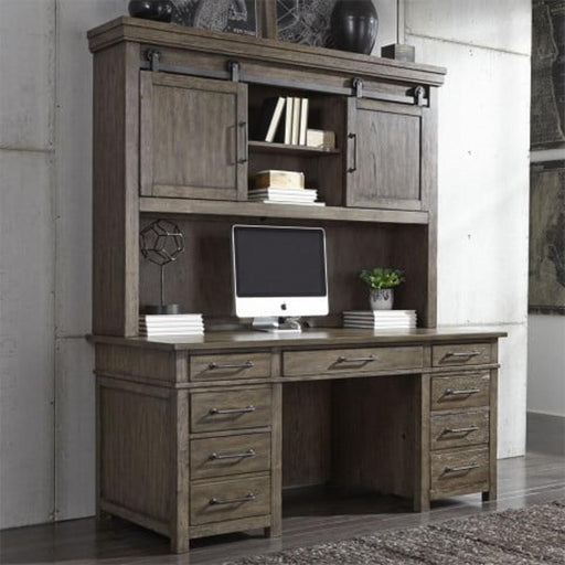 Liberty Sonoma Road Credenza with Hutch in Weather Beaten Bark image